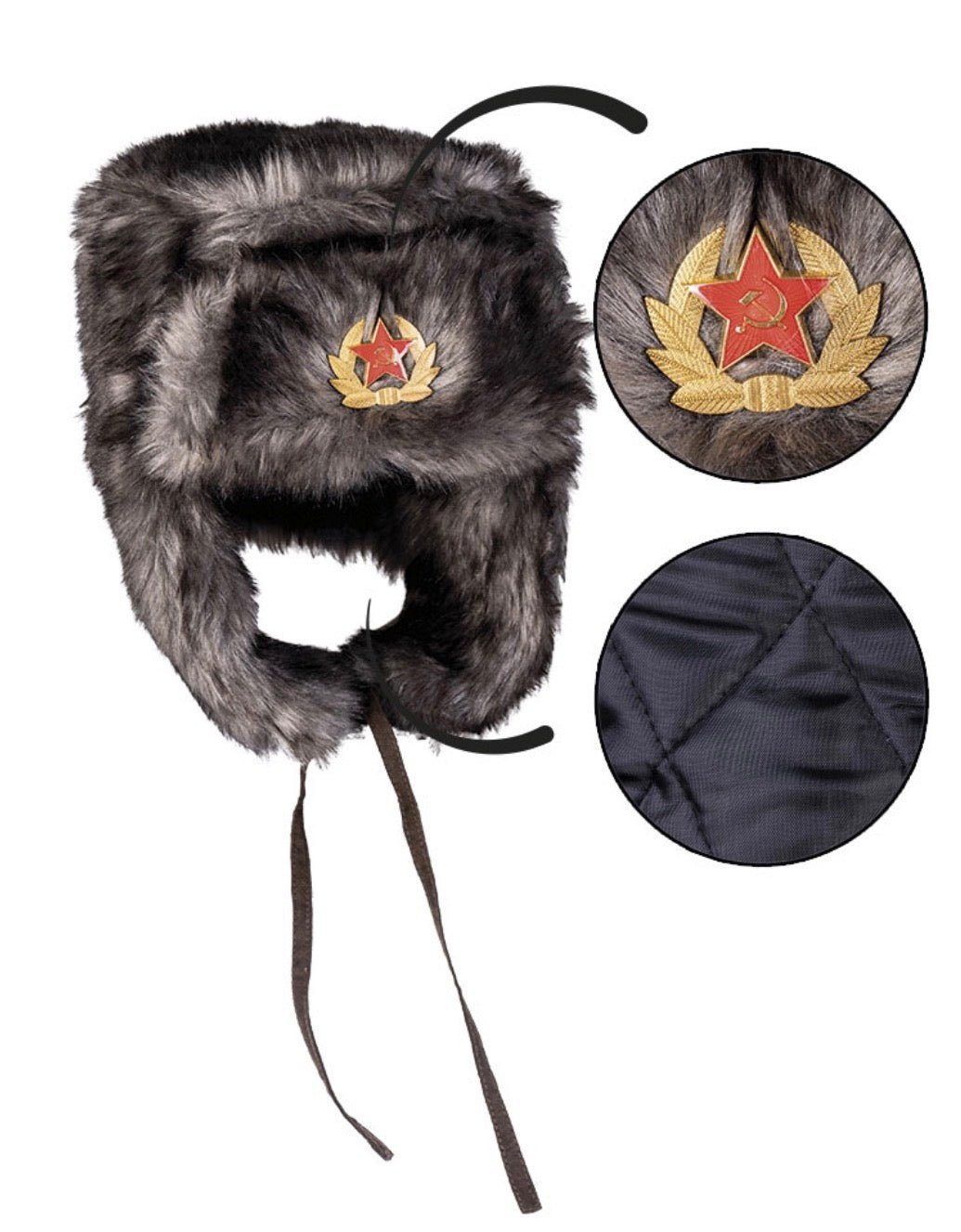 RUSS.WINTERMÜTZE ′SHAPKA′ SCHWARZ