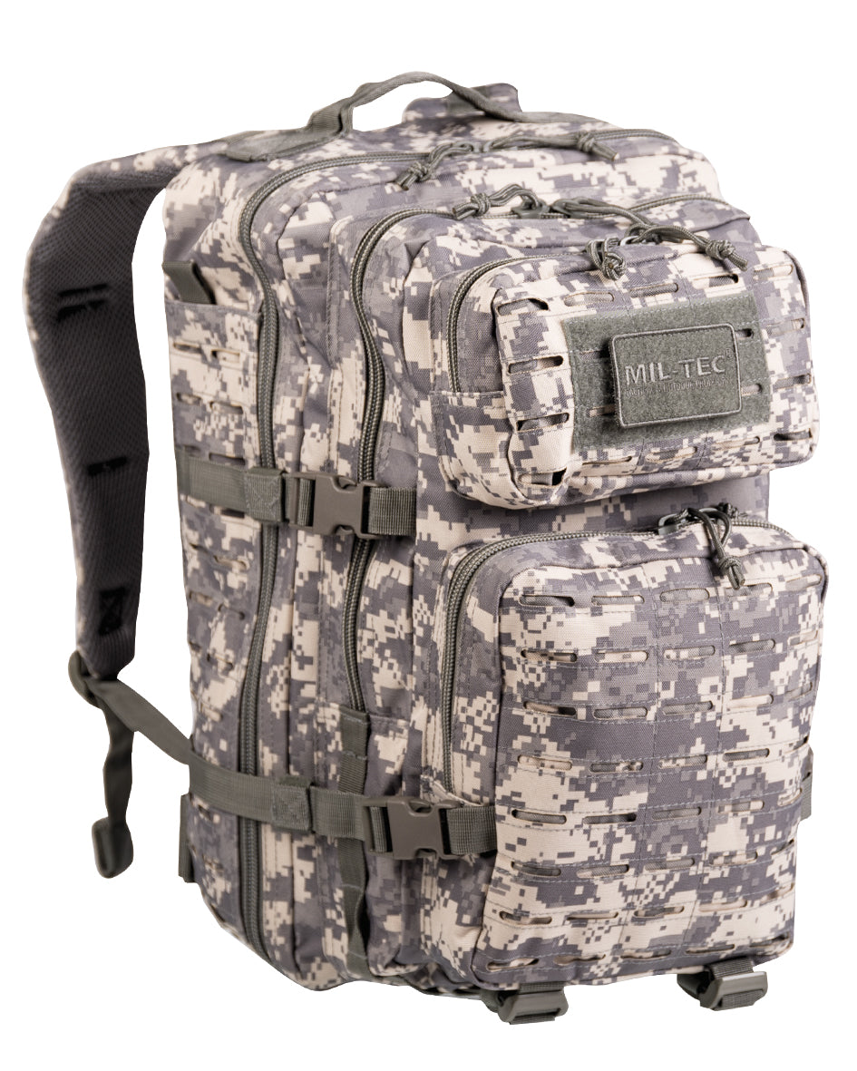 US ASSAULT PACK LARGE LASER CUT CAMO. in 3. Farben