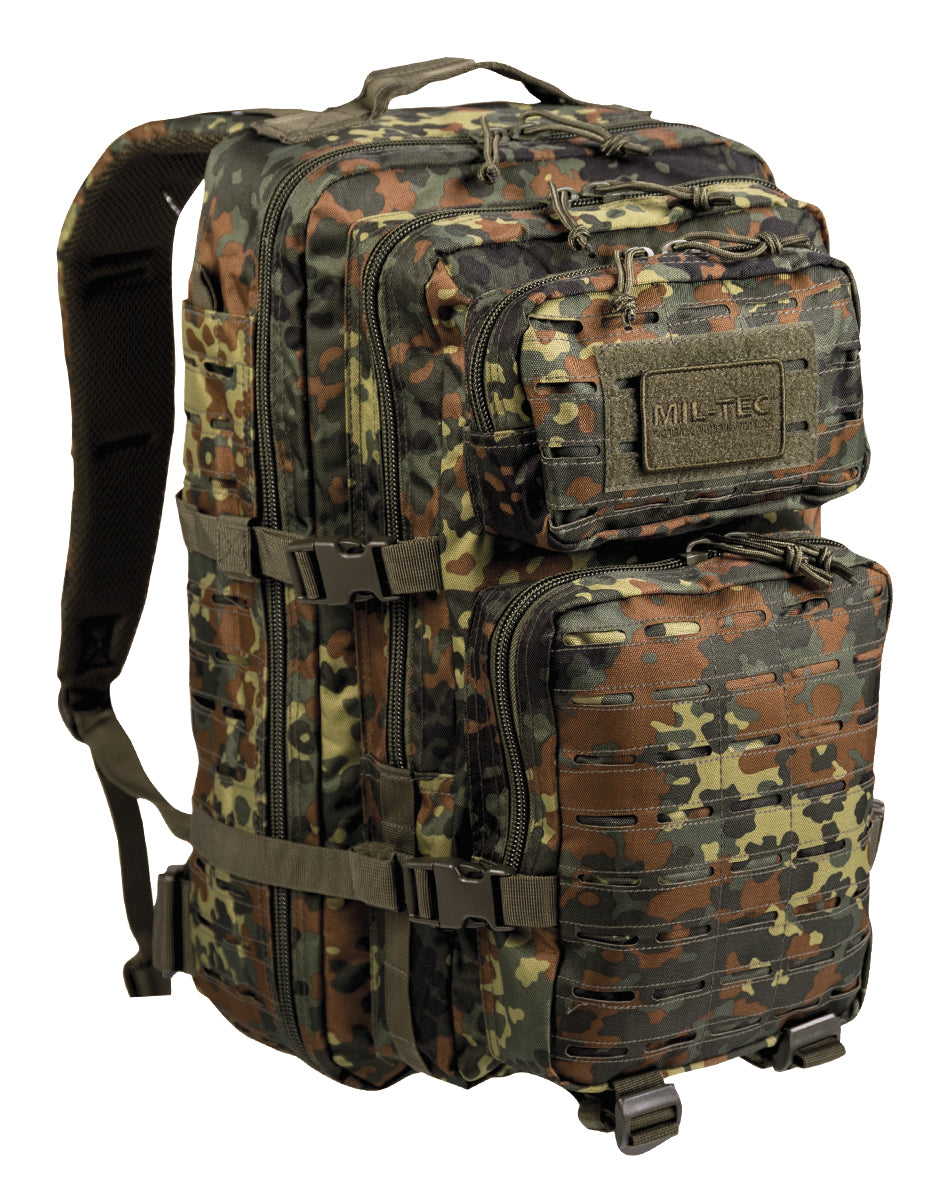 US ASSAULT PACK LARGE LASER CUT CAMO. in 3. Farben